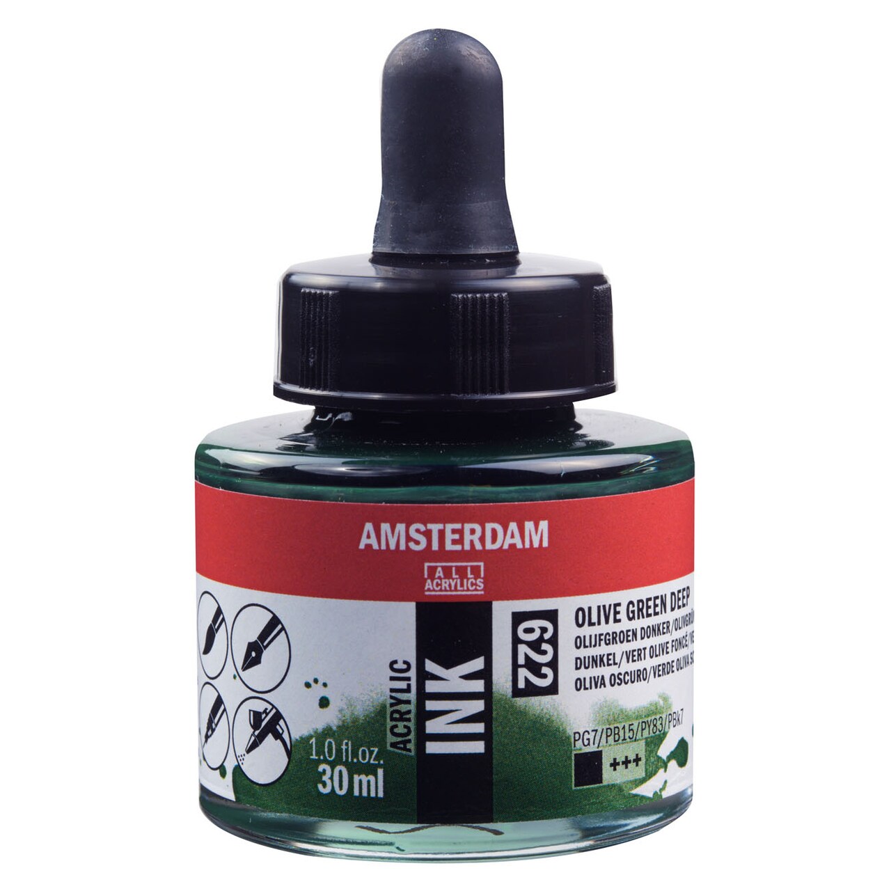 Amsterdam Acrylic Ink, 30Ml, Olive Green Deep
